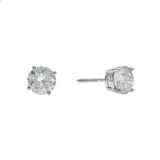 14K White Gold Solitaire Stud 3.03 ctw. Round Diamond Earrings