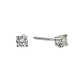 14K White Gold Solitaire Stud 0.50 ctw. Round Diamond Earrings