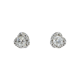 14K White Gold Heart Solitaire Stud 1.00 ctw. Round Diamond Earrings