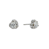 14K White Gold Heart Solitaire Stud 1.00 ctw. Round Diamond Earrings