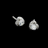 14K White Gold Heart Solitaire Stud 1.00 ctw. Round Diamond Earrings