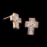 14K Rose Gold Fancy Cross Stud 0.39 ctw. Baguette & Round Diamond Earrings