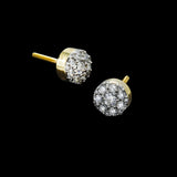14K Yellow Gold Flower Round Cluster 0.58 ctw. Round Diamond Earrings