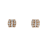 14K Rose Gold Illusion Square Studs 1.00 ctw. Baguette & Round Diamond Earrings