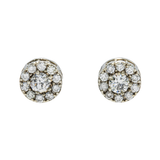 14K White Gold Classic Round Cluster 3.10 ctw. Round Diamond Earrings