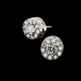 14K White Gold Classic Round Cluster 3.10 ctw. Round Diamond Earrings