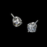14K White Gold Solitaire Stud 1.40 ctw. Round Diamond Earrings