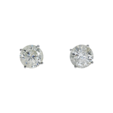 14K White Gold Solitaire Stud 3.30 ctw. Round Diamond Earrings