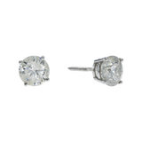 14K White Gold Solitaire Stud 3.30 ctw. Round Diamond Earrings