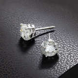 14K White Gold Solitaire Stud 3.30 ctw. Round Diamond Earrings