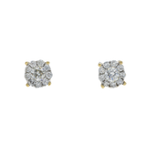 14K Yellow Gold Flower Round Cluster 0.59 ctw. Round Diamond Earrings