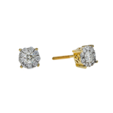 14K Yellow Gold Flower Round Cluster 0.59 ctw. Round Diamond Earrings