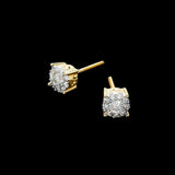 14K Yellow Gold Flower Round Cluster 0.59 ctw. Round Diamond Earrings