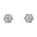 14K Yellow Gold Flower Round Cluster 2.52 ctw. Round Diamond Earrings