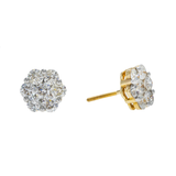 14K Yellow Gold Flower Round Cluster 2.52 ctw. Round Diamond Earrings