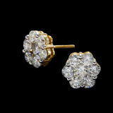14K Yellow Gold Flower Round Cluster 2.52 ctw. Round Diamond Earrings