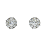 14K White Gold Round Cluster Stud 2.50 ctw. Round Diamond Earrings