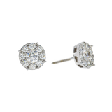 14K White Gold Round Cluster Stud 2.50 ctw. Round Diamond Earrings