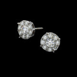 14K White Gold Round Cluster Stud 2.50 ctw. Round Diamond Earrings