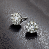 14K White Gold Round Cluster Stud 2.50 ctw. Round Diamond Earrings