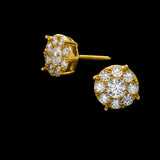 14K Yellow Gold Round Cluster Stud 1.43 ctw. Round Diamond Earrings