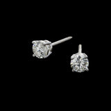 14K White Gold Solitaire Stud 0.50 ctw. Round Diamond Earrings