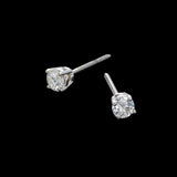 14K White Gold Solitaire Stud 0.30 ctw. Round Diamond Earrings