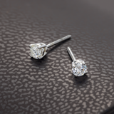 14K White Gold Solitaire Stud 0.30 ctw. Round Diamond Earrings