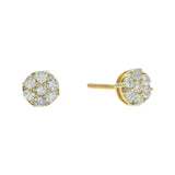 14K Yellow Gold Flower Round Cluster 0.62 ctw. Round Diamond Earrings