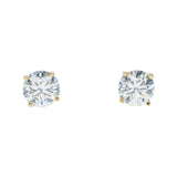 14K Yellow Gold Lab-Stone Solitaire Stud 2.20 ctw. Round Diamond Earrings