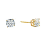 14K Yellow Gold Lab-Stone Solitaire Stud 2.20 ctw. Round Diamond Earrings