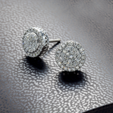 14K White Gold Round Halo Cluster Stud 0.58 ctw. Round Diamond Earrings