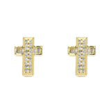14K Yellow Gold Fancy Cross Stud 0.43 ctw. Baguette & Round Diamond Earrings
