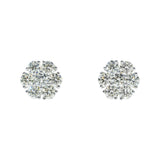 14K White Gold Flower Round Cluster 3.24 ctw. Round Diamond Earrings