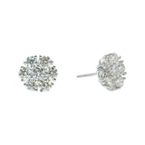 14K White Gold Flower Round Cluster 3.24 ctw. Round Diamond Earrings