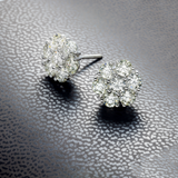 14K White Gold Flower Round Cluster 3.24 ctw. Round Diamond Earrings