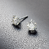 14K White Gold Solitaire Stud 3.00 ctw. Round Diamond Earrings