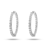 14K White Gold Inside Out Round Hoops 4.50 ctw. Baguette Diamond Earrings