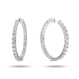 14K White Gold Inside Out Round Hoops 4.50 ctw. Baguette Diamond Earrings