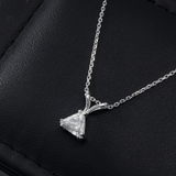 14K White Gold Triangle Solitaire Pendant 0.75 ctw. Trillion Cut Diamond Necklace