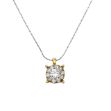 14K Yellow Gold Round Halo Solitaire Pendant 1.50 ctw. Round Diamond Necklace