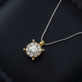 14K Yellow Gold Round Halo Solitaire Pendant 1.50 ctw. Round Diamond Necklace