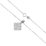 14K White Gold Invisible Cluster Pendant 0.75 ctw. Princess Cut Diamond Necklace