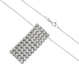 14K White Gold Multi-Bar Dangling Pendant 1.10 ctw. Round Diamond Necklace