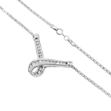 14K White Gold Twist Love Pendant 1.50 ctw. Round Diamond Necklace