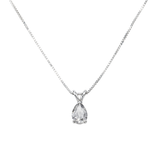 14K White Gold Tear Solitaire Pendant 0.60 ctw. Pear Cut Diamond Necklace