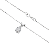 14K White Gold Tear Solitaire Pendant 0.60 ctw. Pear Cut Diamond Necklace