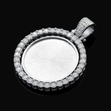 14K White Gold Custom Picture Frame Pendant | 1.25 Carat Round-Cut Diamond