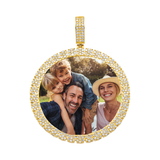 14K Yellow Gold Custom Picture Frame Pendant | 3.95 Carat Round-Cut Diamond
