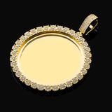14K Yellow Gold Custom Picture Frame Pendant | 3.95 Carat Round-Cut Diamond